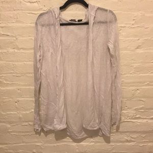 White Tahari Linen Cardigan L